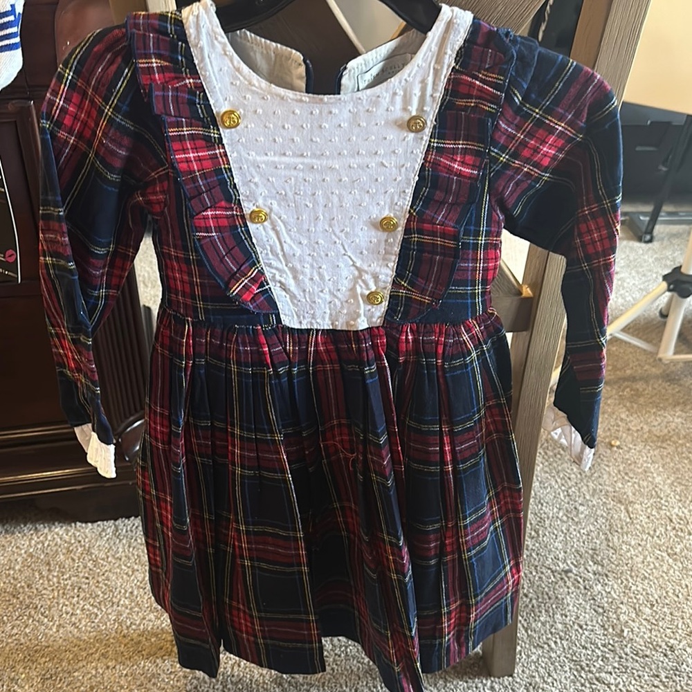 Plaid Long Sleeve Kids Dress